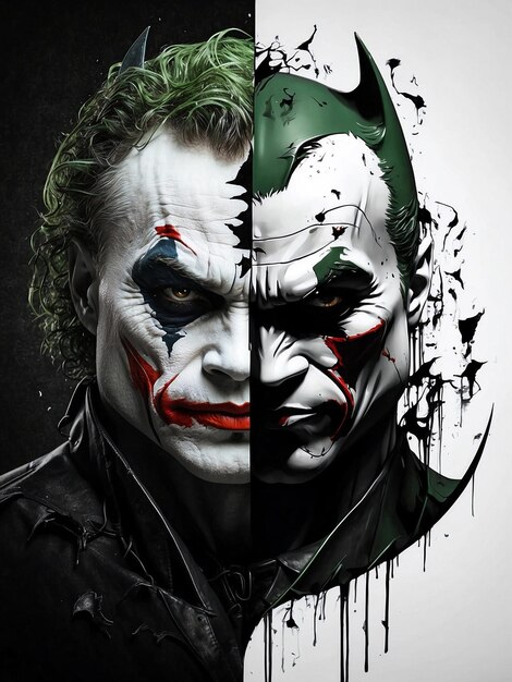 Blend één enkel hoofd voor deze beelden van de joker en de Batman als nemesis maar de totale pictu