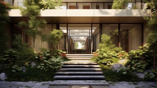 A blend of nature and architecture with a residential building AI generated