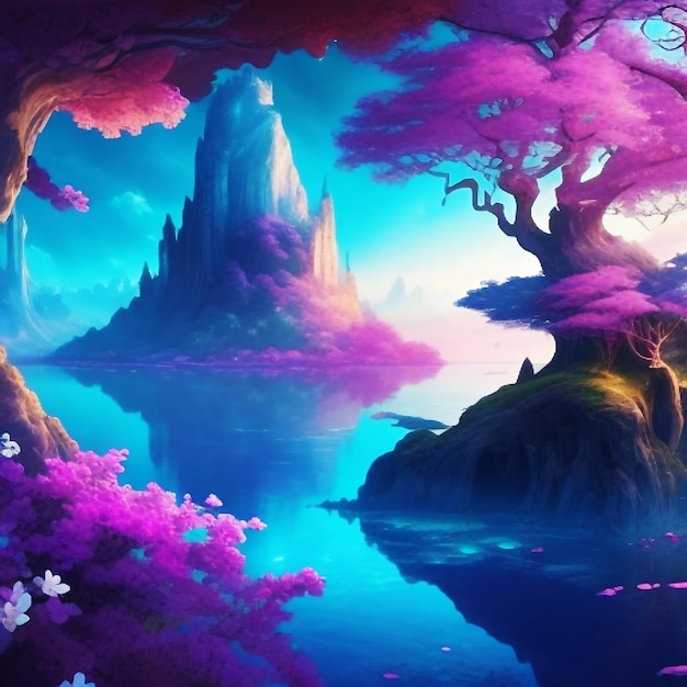 Blend together elements of nature fantasy and vivid colors to create a harmonious and captivating