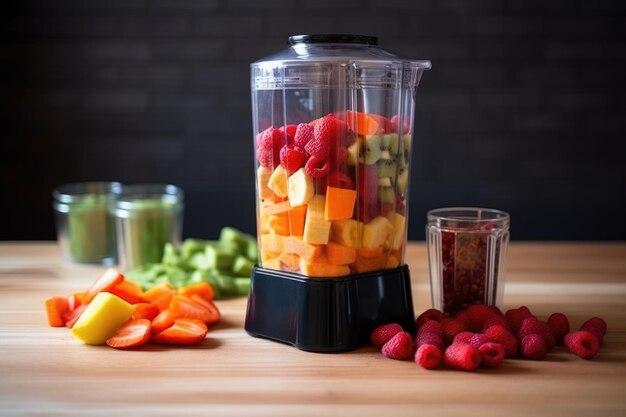 Photo blender filled with fruits for a smoothie