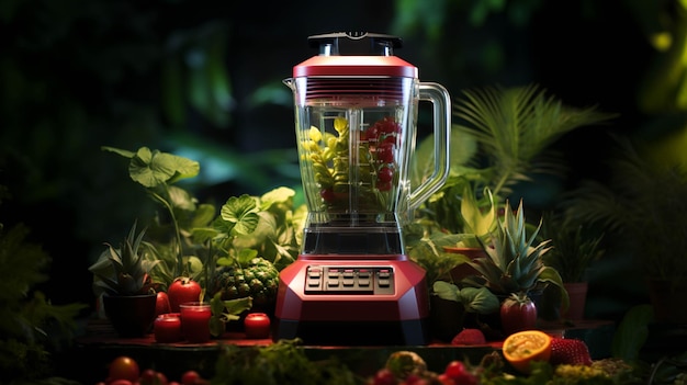 Photo blender juice machine on red