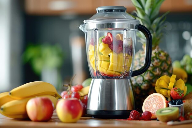 Blender with fresh fruit for healthy smoothies