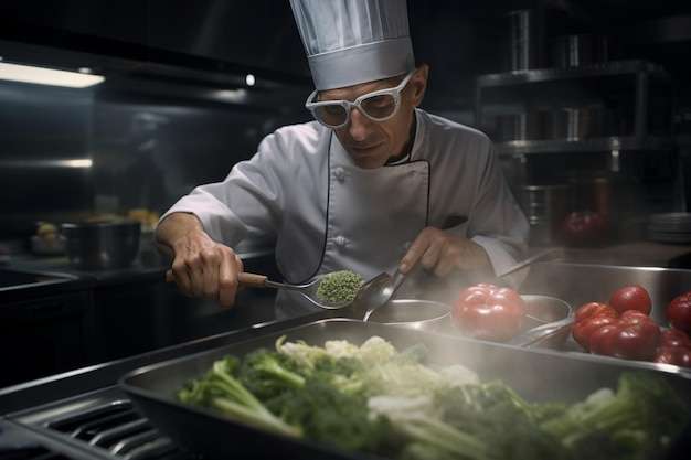 Blind chef confidently preparing a meal Generative ai