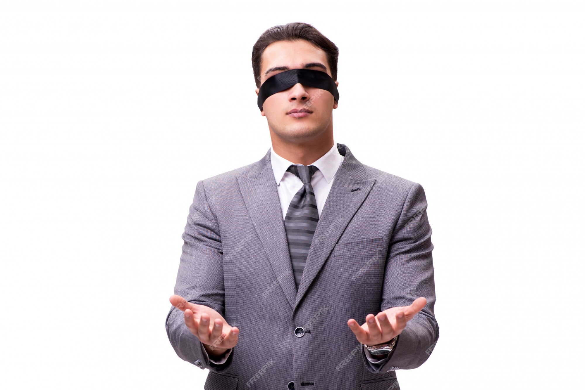 Premium Photo  Blindfolded businessman isolated on white