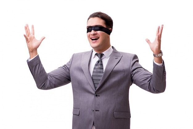 Blindfolded businessman isolated