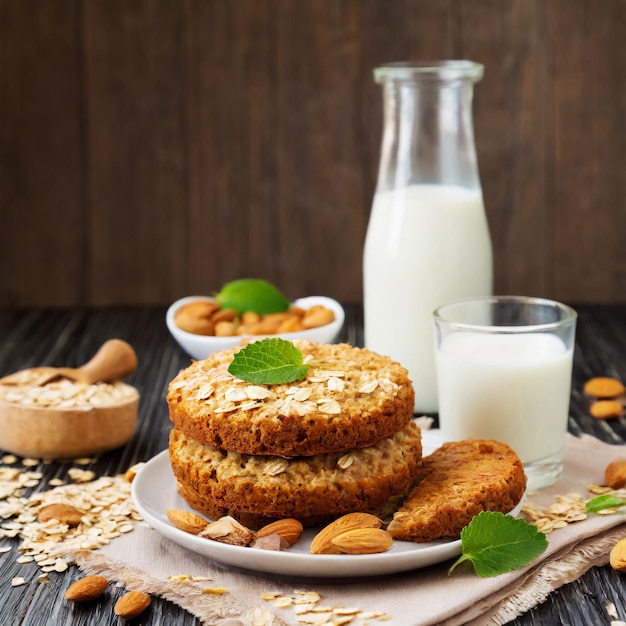 Blissful Combination Freshly Baked Oatmeal Cookies and Cool Milk