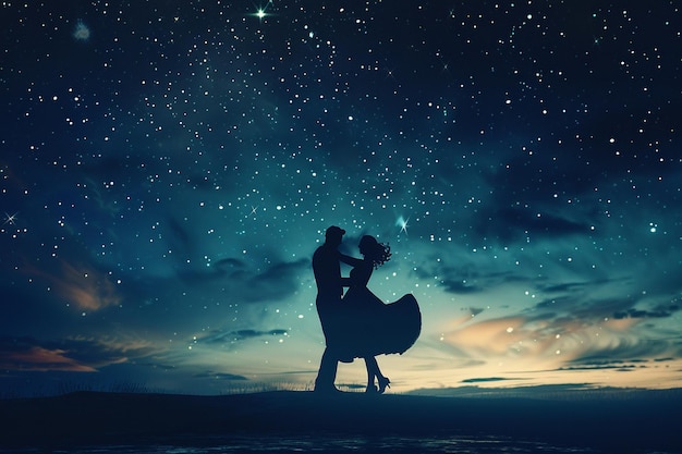 Photo blissful couple dancing under the stars