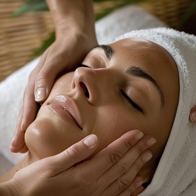 Photo blissful facial treatment session raw style