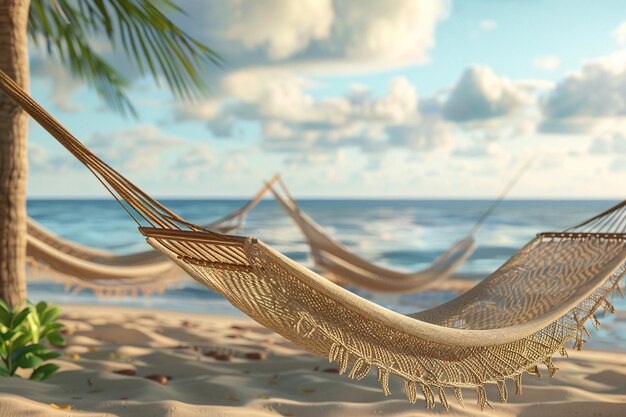 Blissful seaside hammocks swaying in the breeze oc