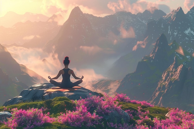 Blissful yoga practice on a serene mountaintop oct