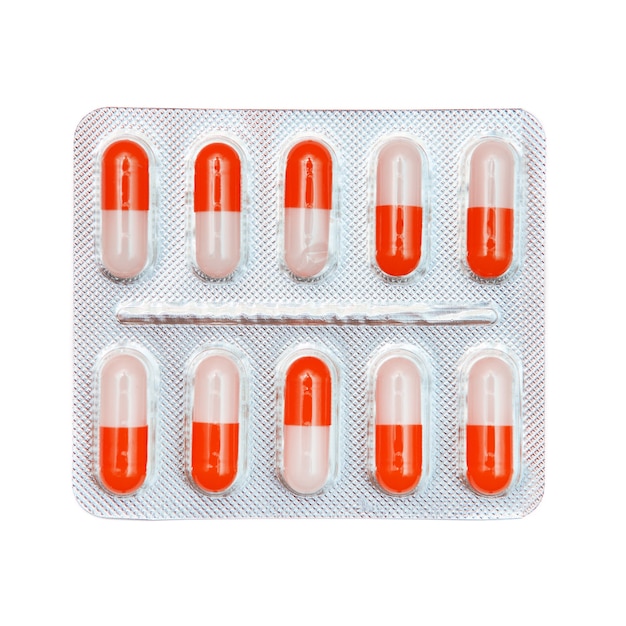 Blisterverpakking met rode en witte capsules