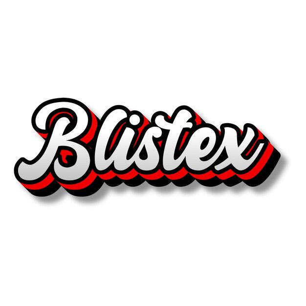 Blistex Text 3D Silver Red Black White Background Photo JPG