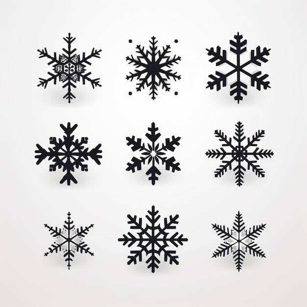 Blizzard Themed Vector Art Symmetrical Black And White Snowflakes