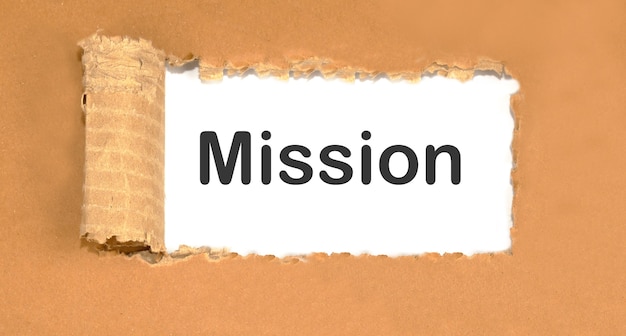 A bloated paper with the word Mission on it.