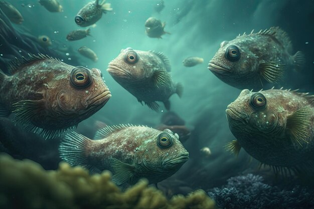 Blob Sculpin Fish Underwater Lush Nature by Generative AI