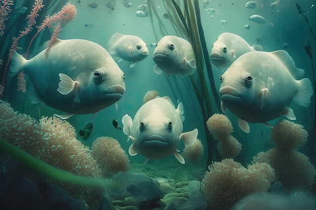 Premium AI Image  Blobfish Fish Underwater Lush Nature by Generative AI