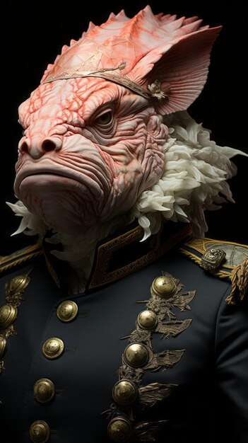 Photo blobfish general a formal studio portrait of a distinguished military officer