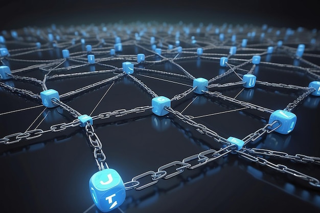 Photo block chain concept chain consists of network connections 3d rendering