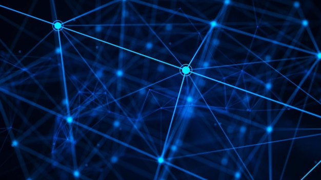 Block chain technology concept 3D Rendering Network connection Big data visualization