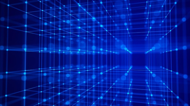 Block chain technology concept 3D Rendering Network connection structure Big data visualization