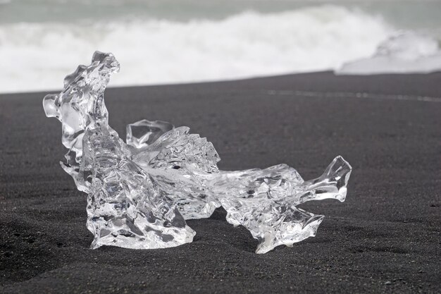 Block of ice on Diamond Beach in Iceland