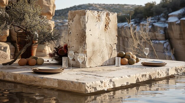 Photo block of italian travertine stone