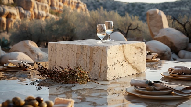 Photo block of italian travertine stone