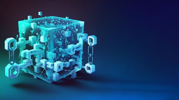 Block of linked data blockchain technology Generated AI