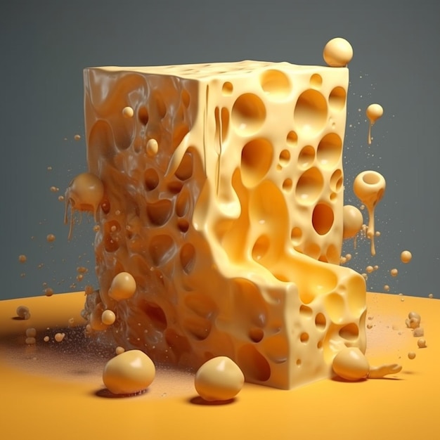 a block of milk is surrounded by a yellow surface.