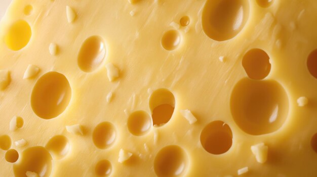 Фото Блок швейцарского среднетвердого желтого сыра emmental или emmentaler с круглыми отверстиями