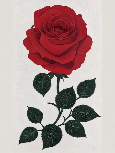 Block Print Rose flower generated by Ai