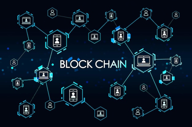 Blockchain 홀로그램 그림 암호 화폐 및 디지털 화폐 3d 렌더링의 개념