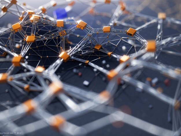 Photo blockchain mesh network chaos technology wire mesh