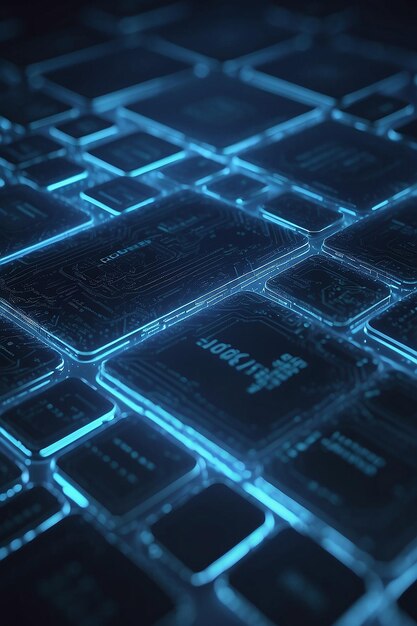 blockchain network concept distributed ledger technology block chain text and computer connection with blue matrix coded background