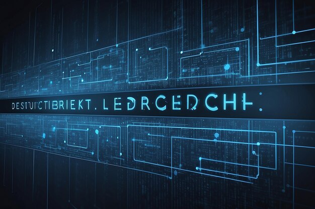 blockchain network concept distributed ledger technology block chain text and computer connection with blue matrix coded background