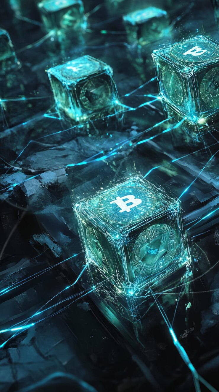 Photo the blockchain payment grid digital payment systems and fintech