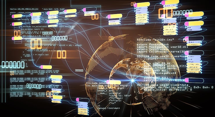 Photo 区块链和编程概念与节点基础编程和二进制代码