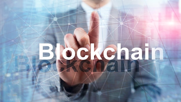 Blockchain-technologieconcept op serverachtergrond Gegevensversleuteling