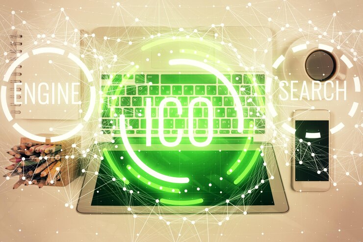 Photo blockchain theme hologram drawings over computer on the desktop background top view double exposure