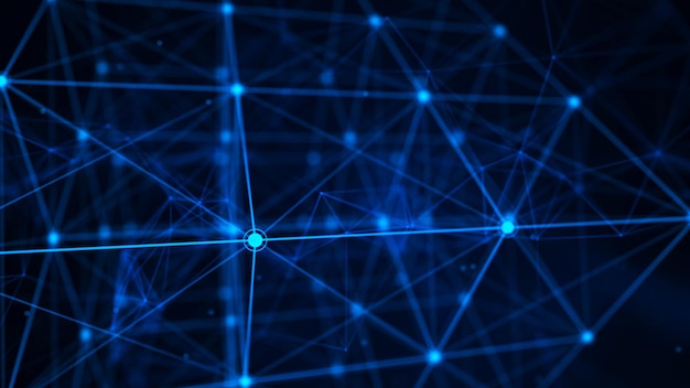 Blockchaintechnologie-concept 3D-rendering Netwerkkoppeling Big data-visualisatie