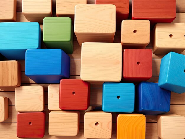 Photo blocks of colorful wood arranged