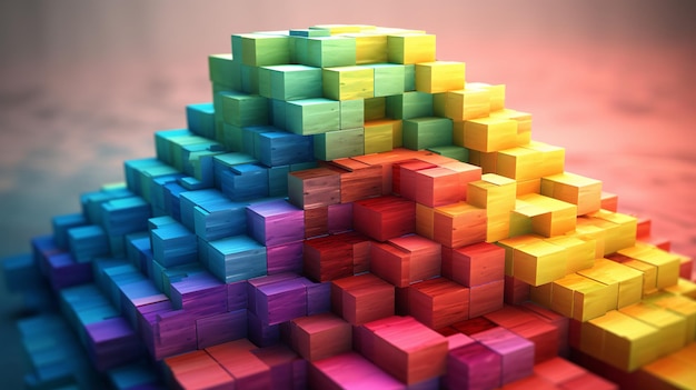 Photo blocks and cube abstract rainbow background generative ai