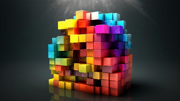 Blocks and cube abstract rainbow background generative ai