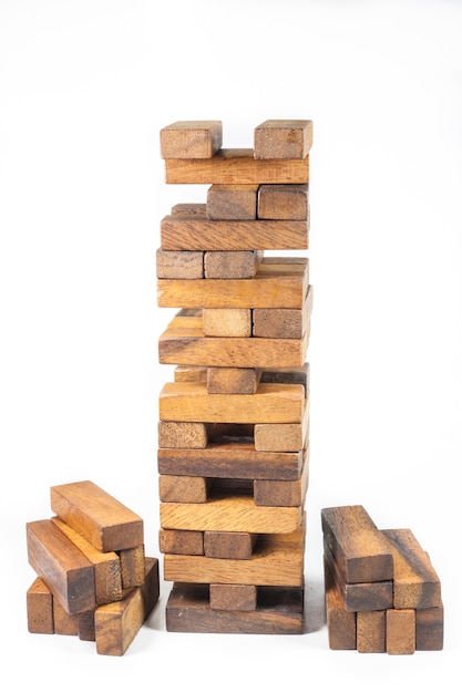 Blocks of wood, JENGA Game On white background