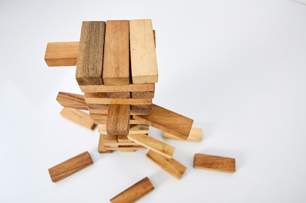 Blocks wood  on white  background