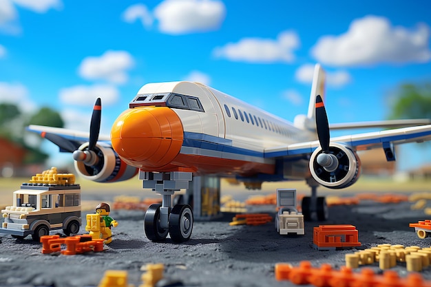 BlockStyle Airplane and LEGO Figures in HighFlying Action