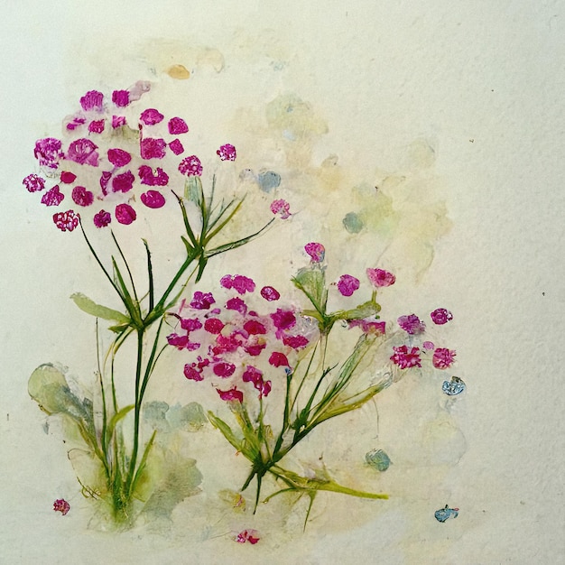 Bloeiende abstracte bloem water kleur tekening geschilderd natuur achtergrond kleine macro bloesems bloemblaadjes