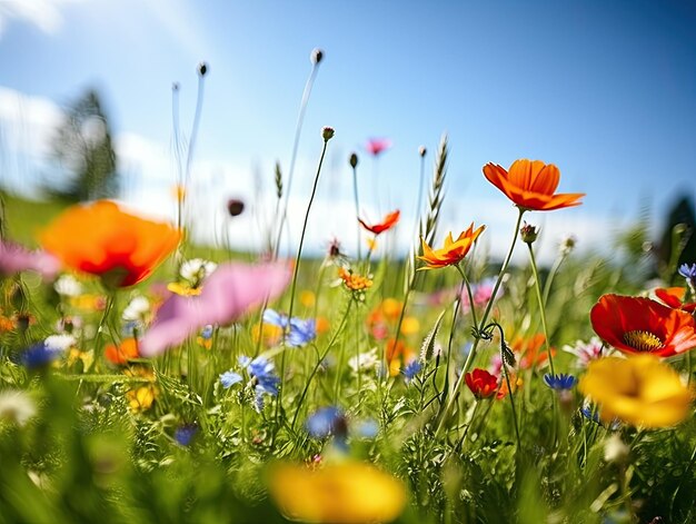 bloeiende bloemen veld