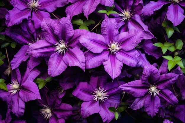 Bloeiende clematis in de tuin