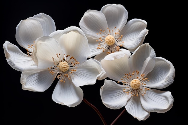 Bloeiende schoonheid de heerlijkheid van drie witte bloemen met bloemblaadjes ar 32